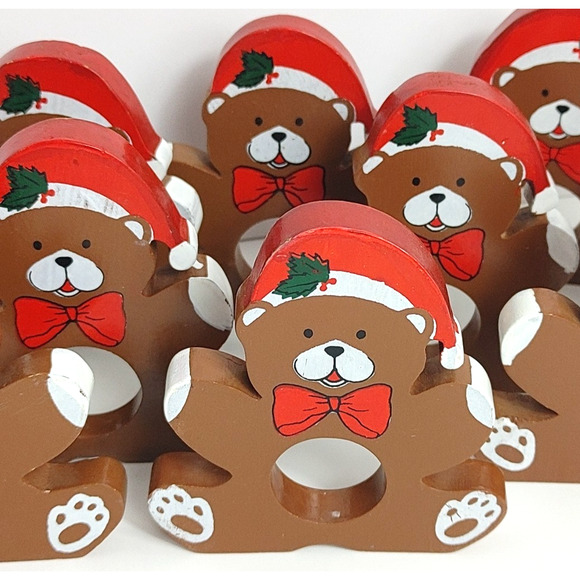 11 + 2 Vintage Wooden Painted Holiday Christmas Bear Napkin Holders READ - Picture 4 of 7